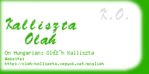 kalliszta olah business card